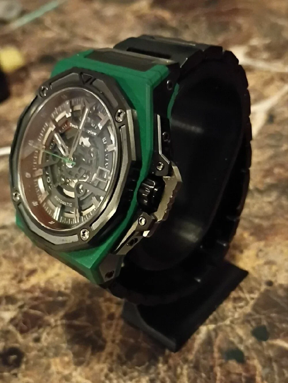 Technomarine Carbon Nautic Green Carbon Fiber Black Bezel In Band 45 Mm